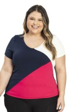 Blusa Feminina Plus Size Tricolor