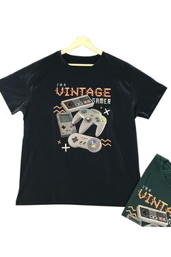 Camiseta Masculina Plus Vintage Cor Verde - 45047