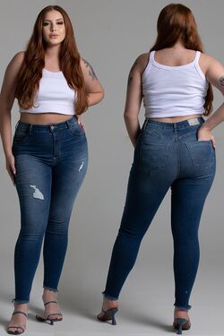Calça Jeans Plus Size Skinny Sawary - 46085