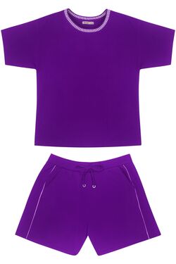 Conjunto de Blusa com Shorts Plus Size Malha - 47327