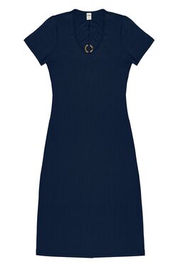 Vestido Feminino Canelado Midi - 47490