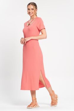 Vestido Feminino Canelado Midi