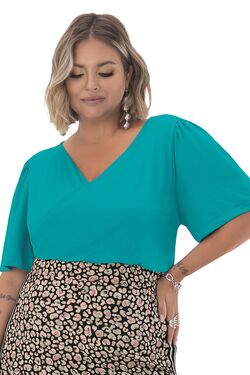 Blusa Feminina Plus Size Transpassada Secret - 48040