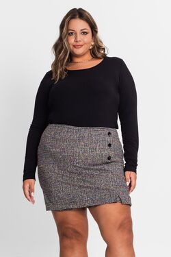 Shorts Saia Feminino Plus Size Preto Secret