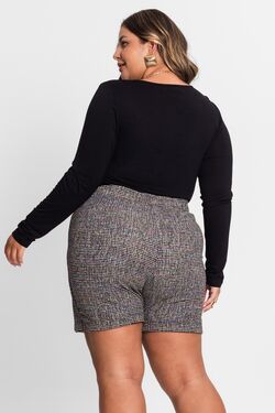 Shorts Saia Feminino Plus Size Preto Secret - 48133