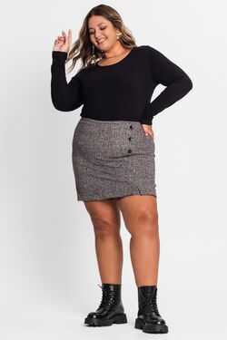 Shorts Saia Feminino Plus Size Preto Secret - 48134