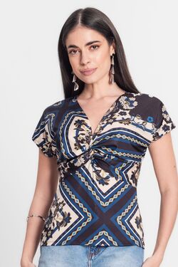 Blusa Fem Slim Frente Franzido Infinita Cor - 48182