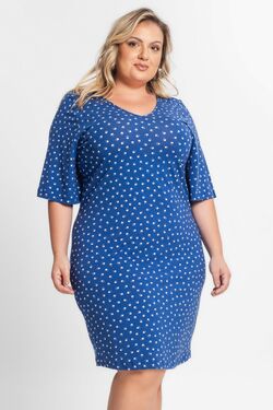 Vestido Feminino Plus Size Manga Curta Secret - 48214