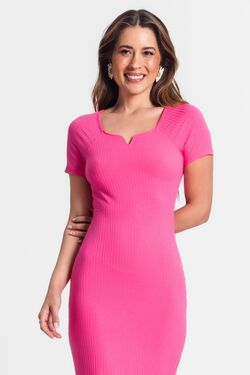 Vestido Midi em Ribana Canelada Rovitex