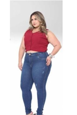Calça Jeans Skinny Plus Size Destroyed CRD - 51730