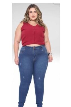 Calça Jeans Skinny Plus Size Destroyed CRD - 51733