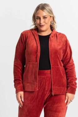 Jaqueta Plus Size Com Capuz em Plush
