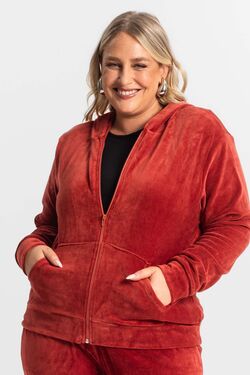 Jaqueta Plus Size Com Capuz em Plush - 51758
