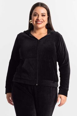 Jaqueta Plus Size Com Capuz em Plush - 51761