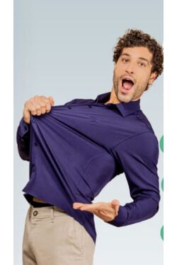 Camisa Spandex Slim Ml Bege Caw - 46568