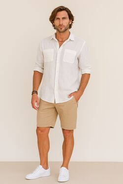 Bermuda Alfaiataria Sport Fino Caqui Six One 