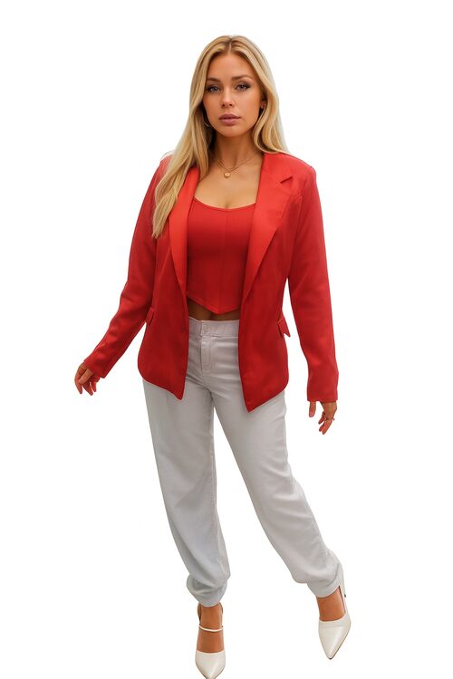 Blaser Feminino Acetinado Vermelho FitWell