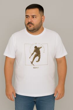 Camiseta Plus Size SK8 Branco Thoux