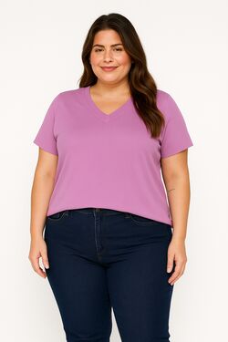 Blusa Plus Size Malha Gola V  Secret
