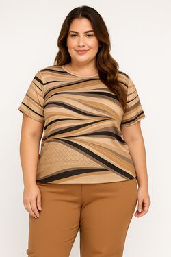 Blusa Plus Size Bege Miravest