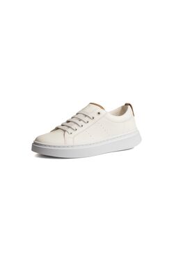Sapatenis Feminino Couro Branco Detalhe Cor Areia AC      