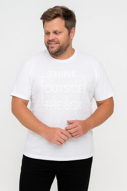Camiseta Plus Size ThinK OutSide The Box Branco