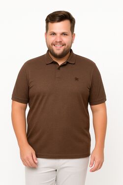 Camisa Polo Plus Size Marrom You Size
