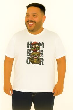 Camiseta Plus Size Hamburguer Cor Branco