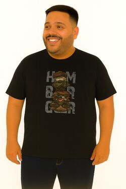 Camiseta Plus Size Hamburguer Cor Preto