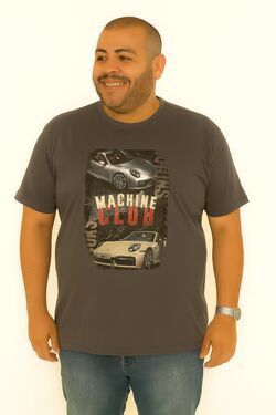 Camiseta Plus Size Machine Cor Cinza