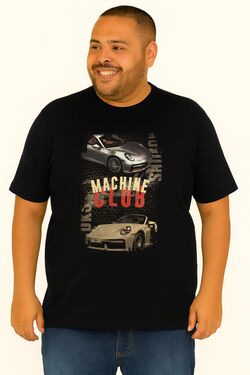 Camiseta Plus Size Machine Cor Preto