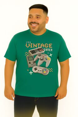 Camiseta Plus Size Vintage Cor Verde