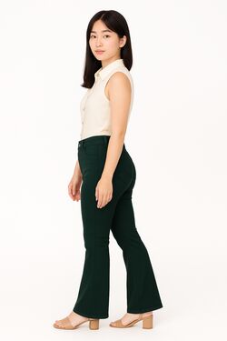 Calça Flare em Sarja Preta Muito Mais – Cintura Alta - 53050