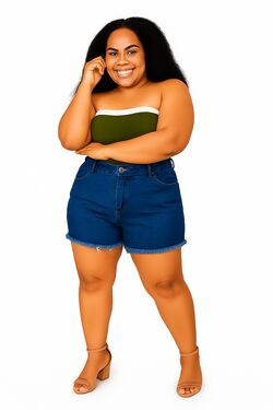 Shorts Jeans Escuro Veste Até 50 Muito Mais