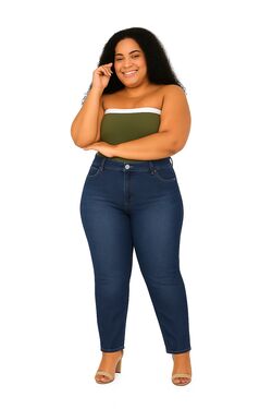 Calça Reta Jeans Médio Used Veste Até 52 Muito Mais 