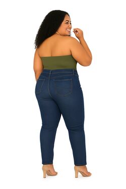 Calça Reta Jeans Médio Used Veste Até 52 Muito Mais  - 53064