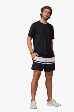 Bermuda Tactel Masculina Sport Midi Preto e Branco Six One – Esportiva e Confortável