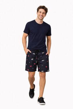 Shorts Masculino Tactel Thoux Oklahoma – Preto Estampado com Cordão