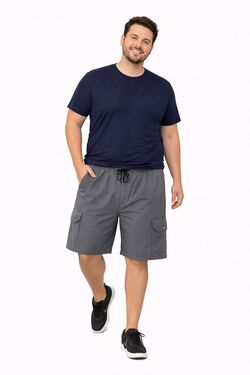 Bermuda Cargo Plus Size Masculina em Nylton Cinza – Stilo Sport | Leve e Secagem Rápida