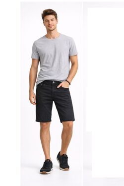 Bermuda Jeans Masculina Preta Tradicional Puramania – Conforto com Elastano