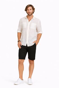 Bermuda Masculina Alfaiataria Sport Fino Preto – Six One