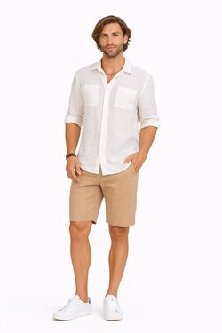 Bermuda Masculina Alfaiataria Sport Fino Caqui – Six One
