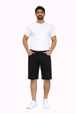 Bermuda Tradicional em Sarja Preta Veste Até 56 – Muito Mais