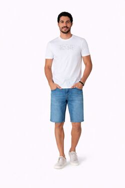 Bermuda Jeans Masculina Skinny Sky Claro – Six One