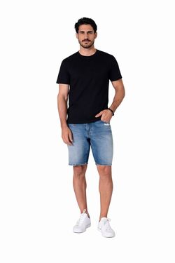 Bermuda Jeans Skinny Masculina Rasgada Six One com Elastano – Moderna e Confortável 