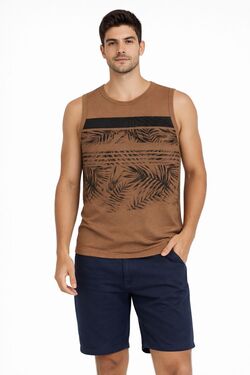 Regata Masculina Rovitex Marrom – Algodão e Poliéster com Estampa Frontal