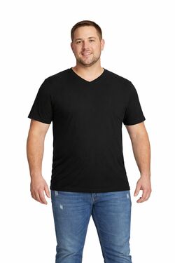 Camiseta Masculina Plus Size Gola V Rovitex Preto – Algodão com Elastano