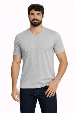 Camiseta Masculina Plus Slim Fit Gola V Six One Mescla – Combed Cotton