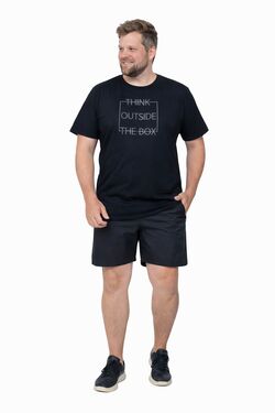 Camiseta Plus Size Estampada You Size Algodão Misto – Think Outsider The Box - Preto