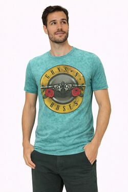 Camiseta Masculina Slim Estampada Rock Guns Six One Verde – Algodão